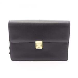 Yves Saint Laurent men's leather clutch bag in black.